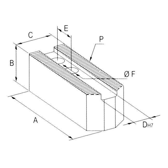 Standard jaws serration P=1,5x60°
