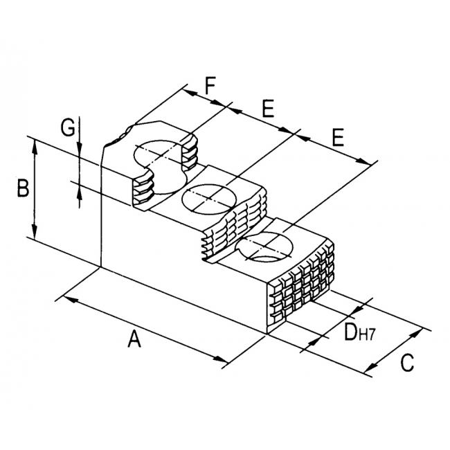 Hard reversible jaws step type P=1,5x60°